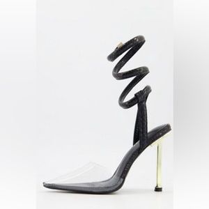ASOS Spiral Strap Black Heel Size 11 Unworn